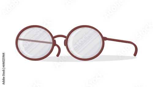 Stylish fashionable round glasses with insulated glass. Brown retro glasses