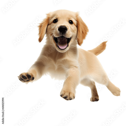 Joyful Golden Retriever Pup Isolated on White