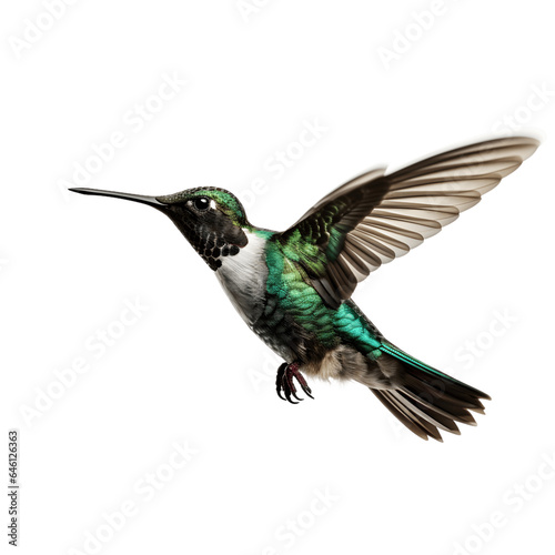 Green hummingbird in flight