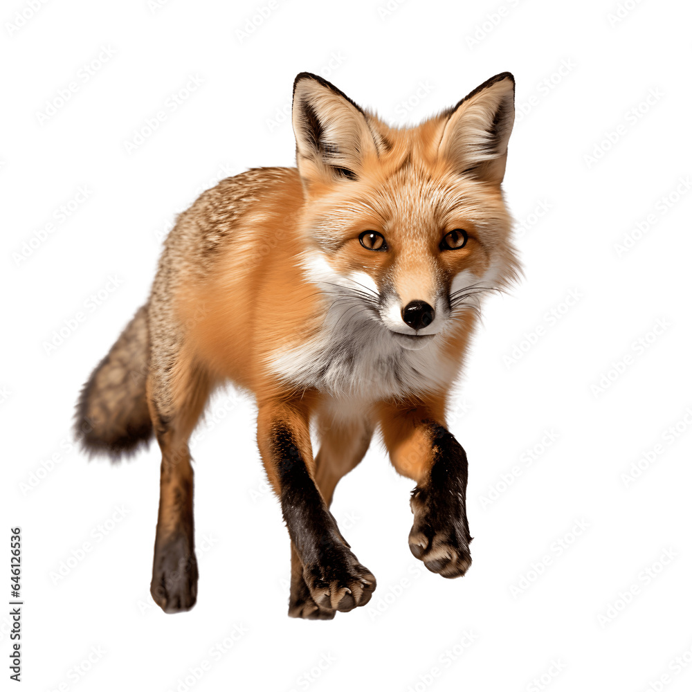 Fototapeta premium Casual Fox Stroll, Isolated on White Background