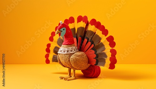 Gobble, Gobble: Felt Thanksgiving Turkey on Yellow