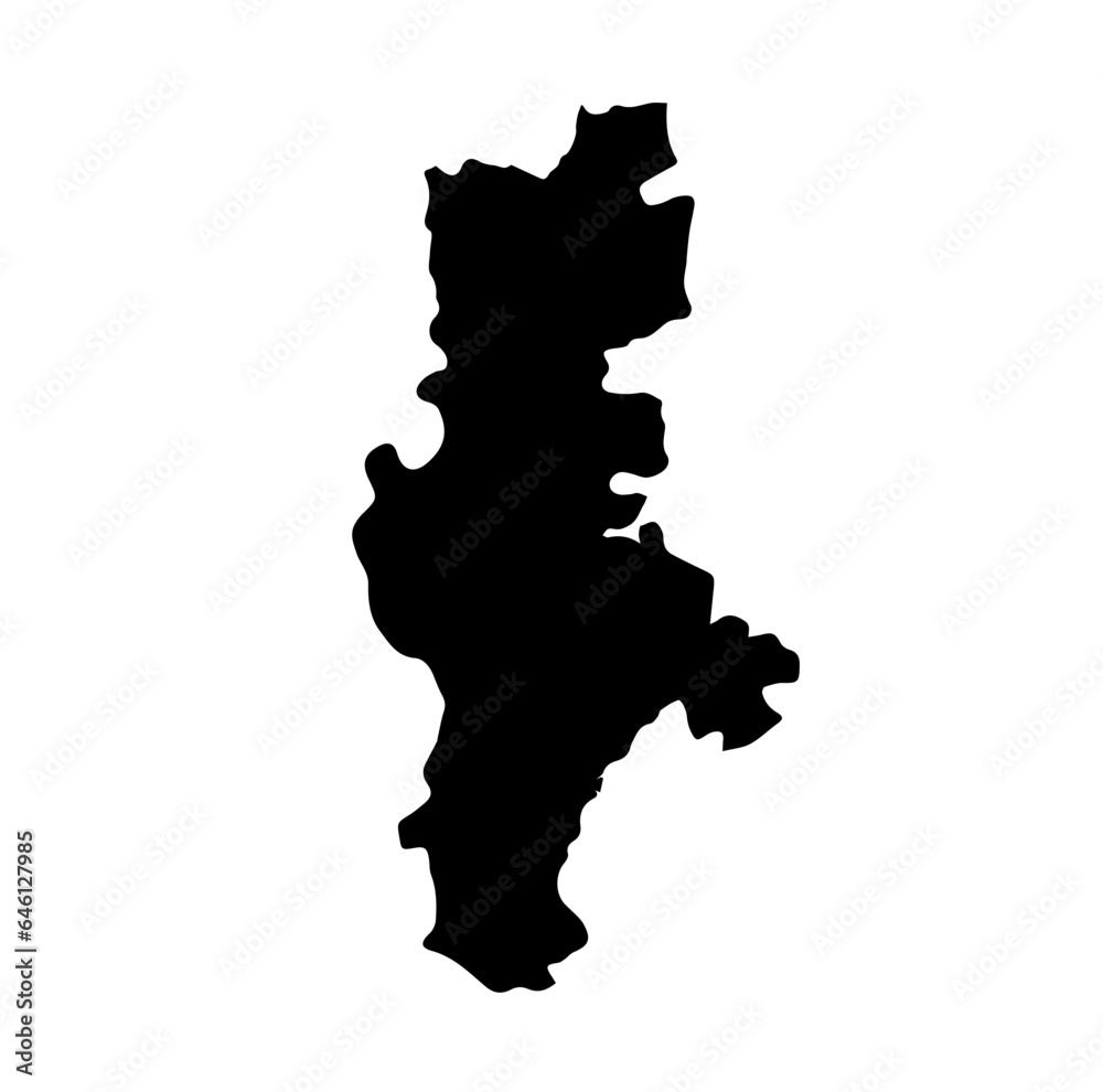Gadchiroli dist map in black color. Gadchiroli is a district of Maharashtra.