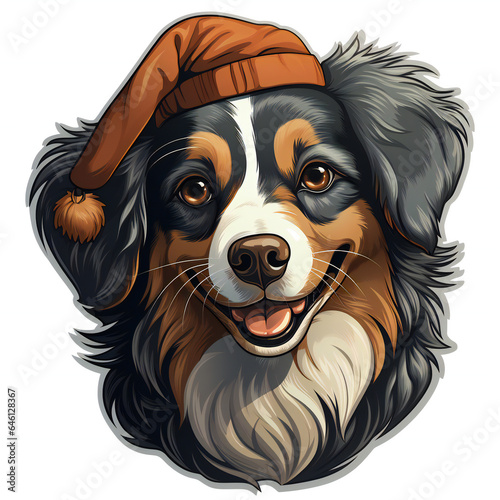 dog wearing a christmas hat 