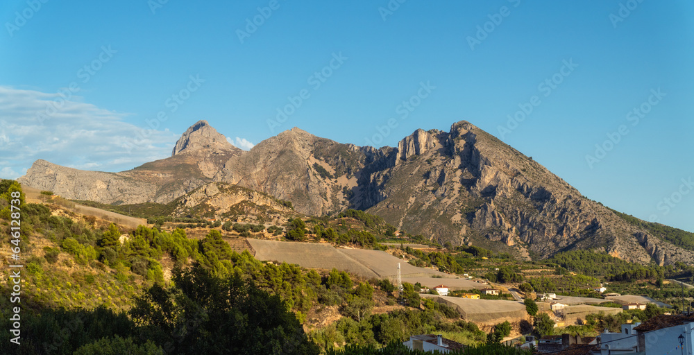 Mountainous landscape with Mediterranean forest in Sierra de Bernia, Alicante (Spain)
