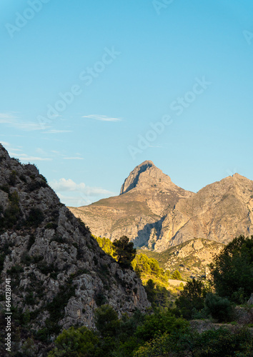 Mountainous landscape with Mediterranean forest in Sierra de Bernia, Alicante (Spain)