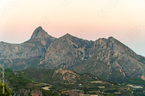 Mountainous landscape with Mediterranean forest in Sierra de Bernia  Alicante  Spain 