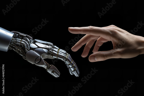 a robotic hand reaching into an open hand