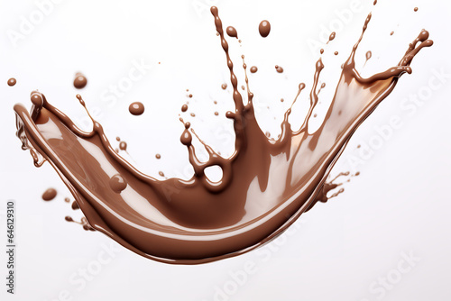 chocolate milk splash on white background 