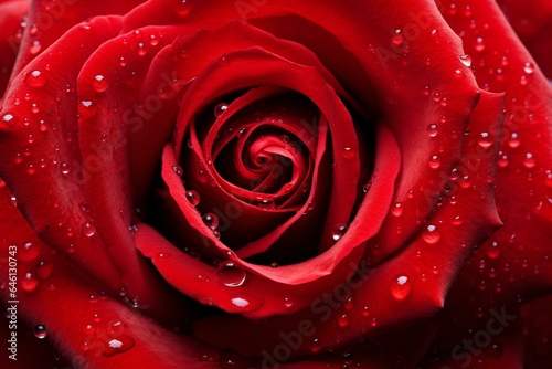 A close-up of a vibrant red rose. Generative AI
