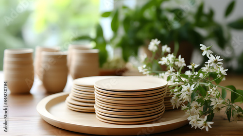 Eco-tableware on a light background