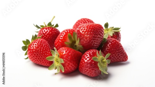 A pile of strawberries sitting on top of a white surface