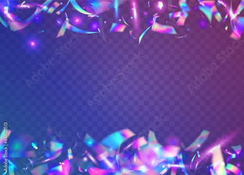 Cristal Glare. Digital Art. Transparent Effect. Blue Disco Confetti. Glitch Background. Retro Design. Laser Festival Sunlight. Crystal Foil. Violet Cristal Glare
