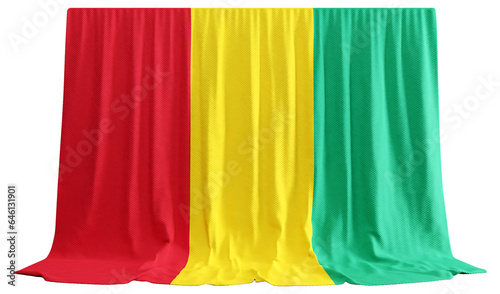 Guinean Flag Curtain in 3D Rendering Embracing Guinea's Diversity