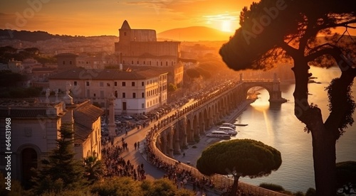 panoramic view of Rome, panoramic view of antic city Rome, top view of the city 