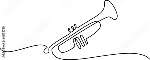 Foto Musical classical trumpet, classic acoustic music instrument,