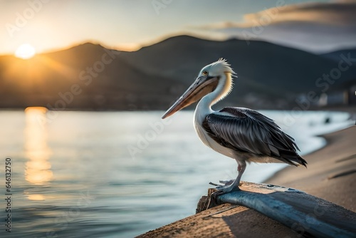 pelican at sunset