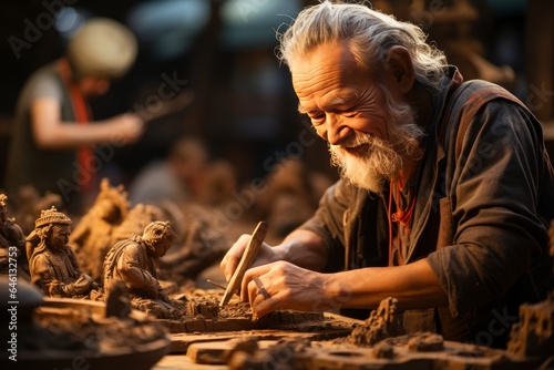 oriental craftsman in his workshop