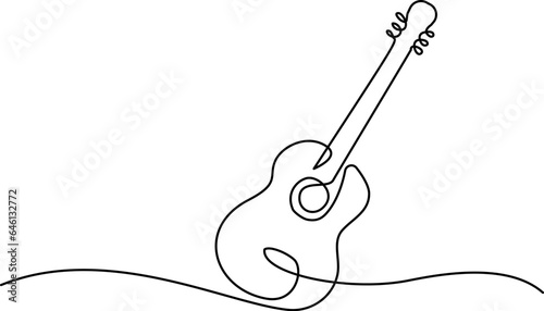 Musical stringed guitar instrument isolated on white background.