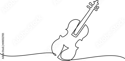 Violin musical instrument. Continuous one line drawing.