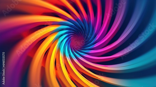 A colorful spiral design with a dark background
