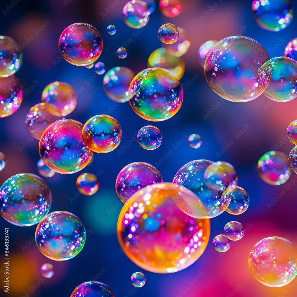 rainbow bubbles background, colorful backdrop.