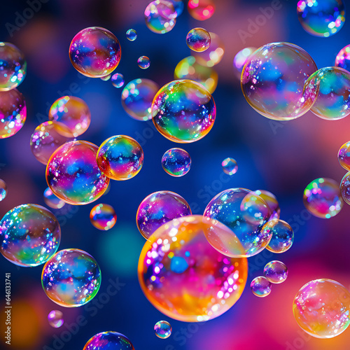 rainbow bubbles background, colorful backdrop.