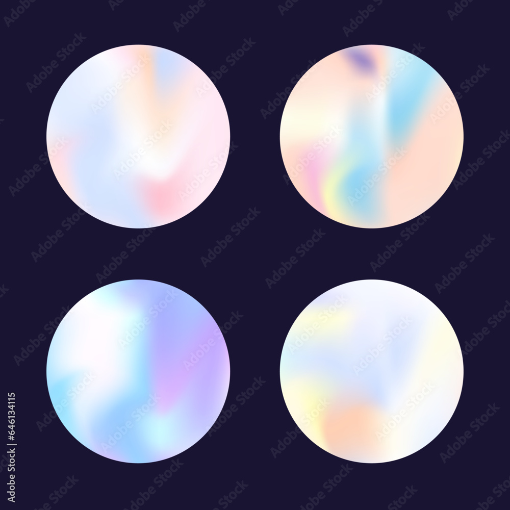 Gradient round set with holographic mesh. Abstract hologram. Gradient round set with holographic mesh. Abstract hologram.