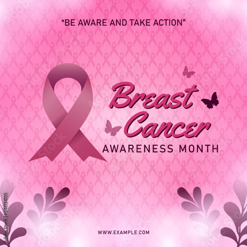 Breast Cancer Awareness Month Vector Background and Banner with pink ribbon 
