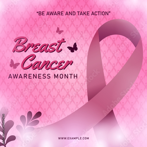 Breast Cancer Awareness Month Vector Background and Banner with pink ribbon 