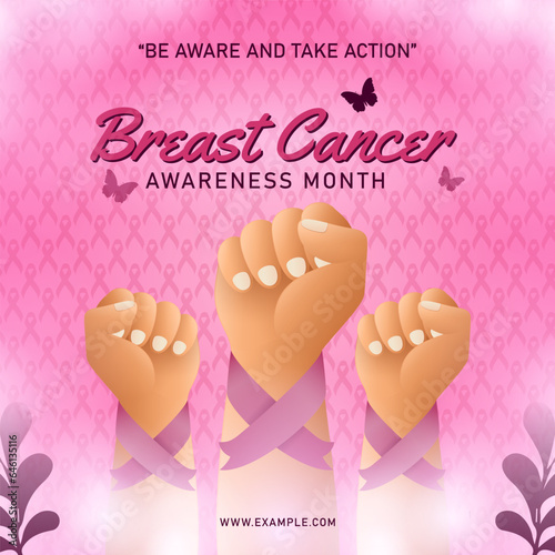 Breast Cancer Awareness Month Vector Background and Banner with pink ribbon 