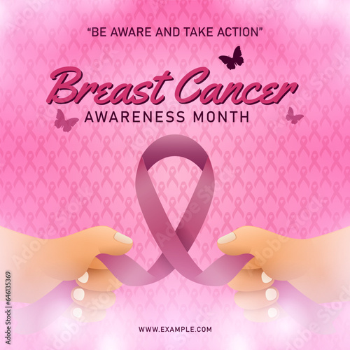 Breast Cancer Awareness Month Vector Background and Banner with pink ribbon 