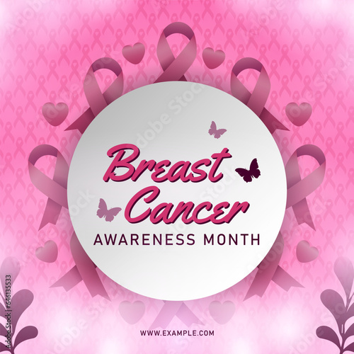 Breast Cancer Awareness Month Vector Background and Banner with pink ribbon 