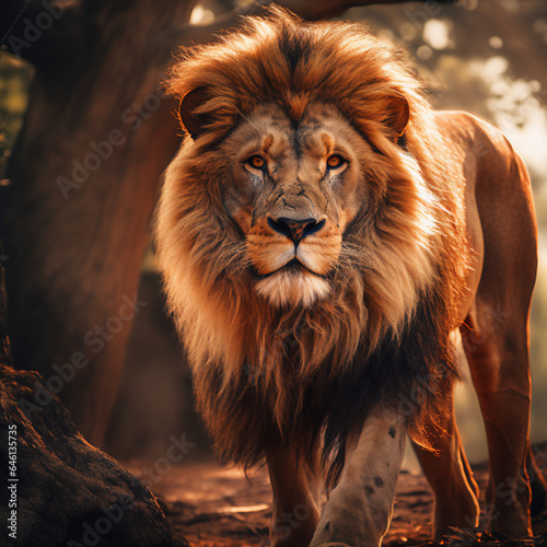 Cinematic Ultra HD Image of Lion in Natural Habitat with Dramatic Lighting and High Dynamic Range