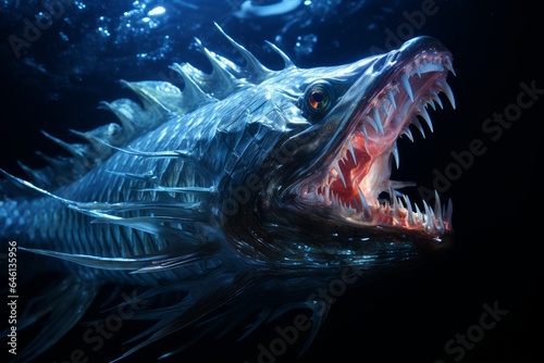 terrifying abyssal fish with big fangs © jechm