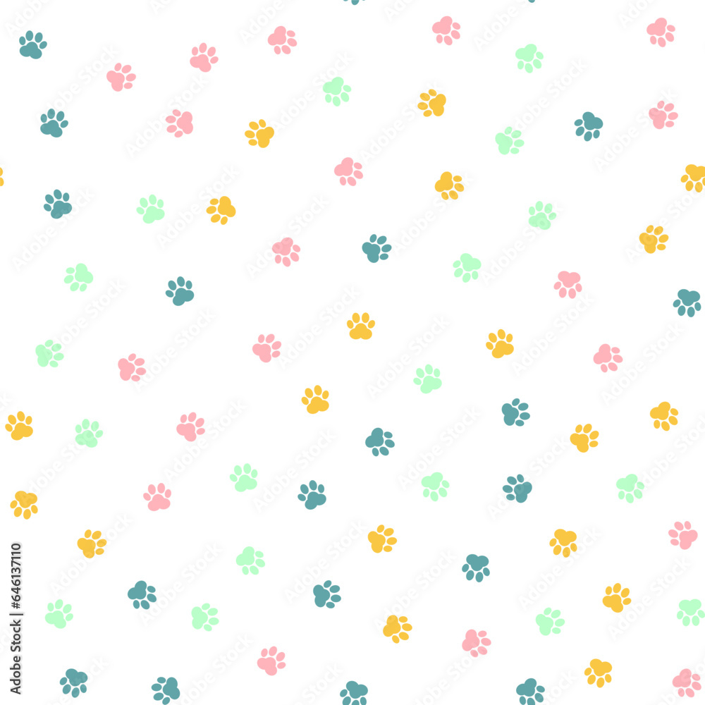 Paw print seamless pattern. Vector illustration Paw print seamless pattern. Vector illustration