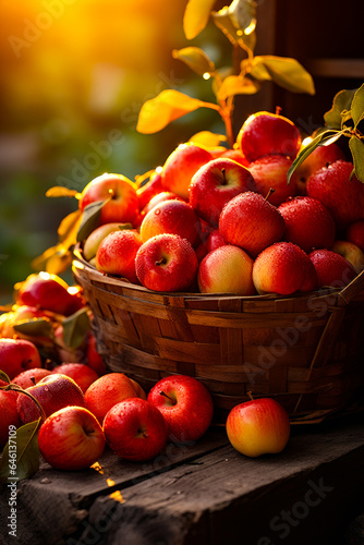 A basket filled with lots of red apples