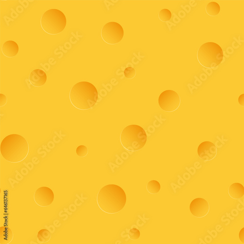 Cheese with holes seamless pattern. Vector illustration