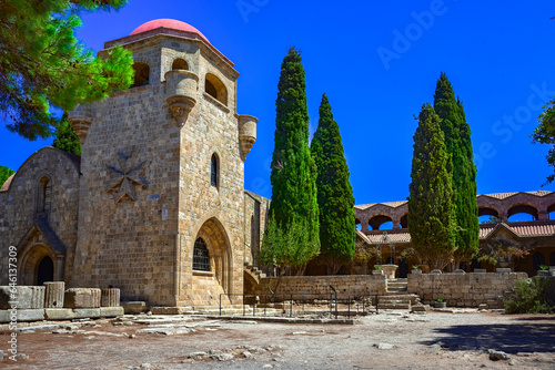 Monastery of Filerimos on Acropolis of Ialyssos  Rhodes island  Greece.