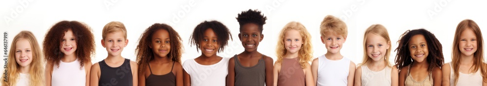 Set of smiling children looking at the camera isolated on white background Set of smiling children looking at the camera isolated on white background