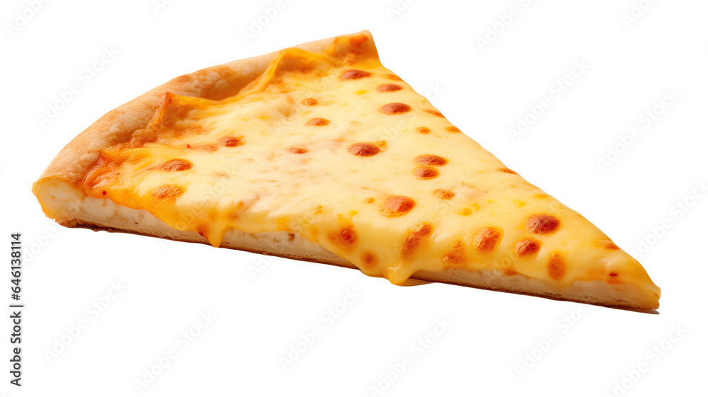 Slice of cheese pizza isolated on transparent or white background Slice of cheese pizza isolated on transparent or white background