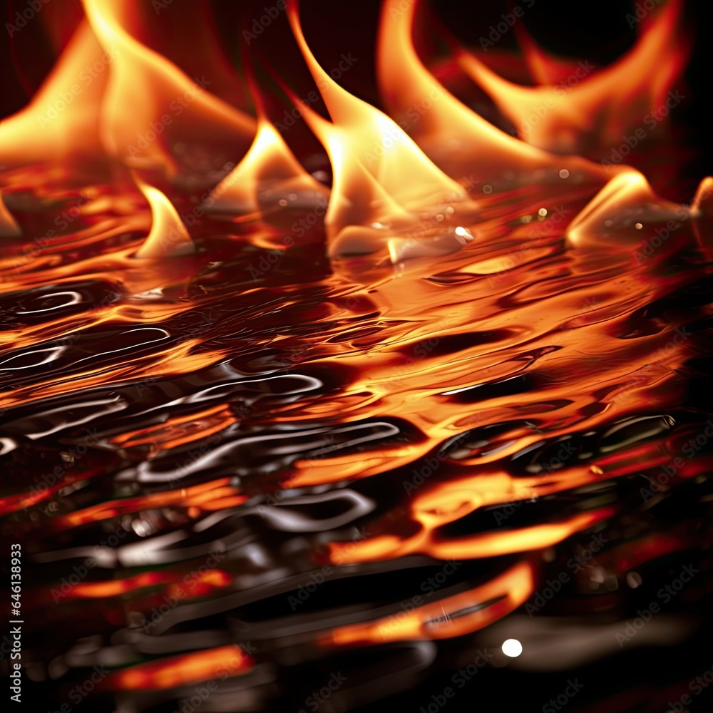 Metal background and flames reflecting off its surface. Gnerative AI Metal background and flames reflecting off its surface. Gnerative AI