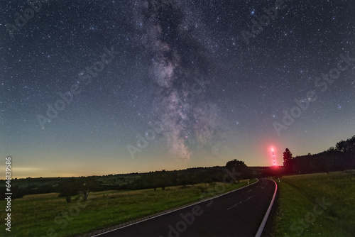 The Milky Way over the High Rhoen Road in Germany.