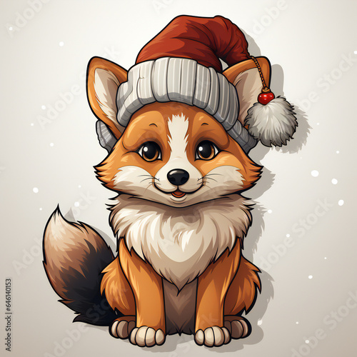 dog with christmas hat