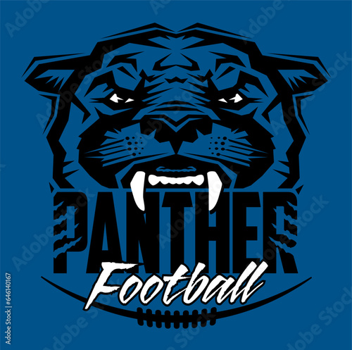 panther football team design with mascot and laces for school, college or league sports