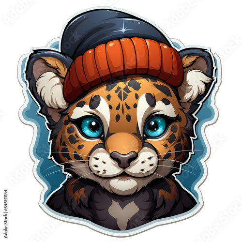Tiger  wearing a christmas hat