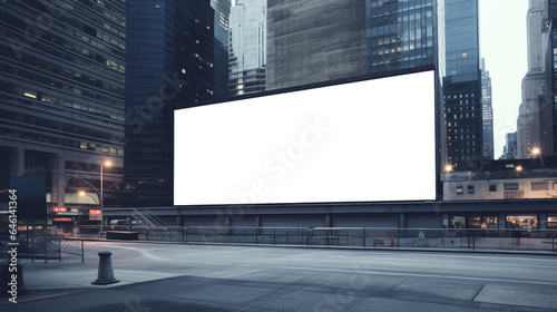 a blank billboard in a city. Transparent billboard template