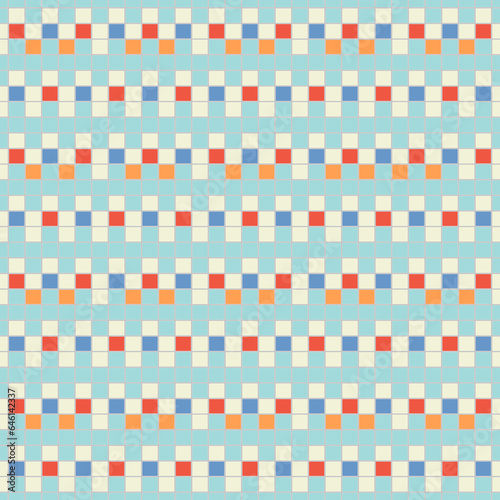 Seamless horizontal striped pattern. Repeated blue counter embattled blocks lines on color background. Heraldry motif. Abstract wallpaper. Vector illustration