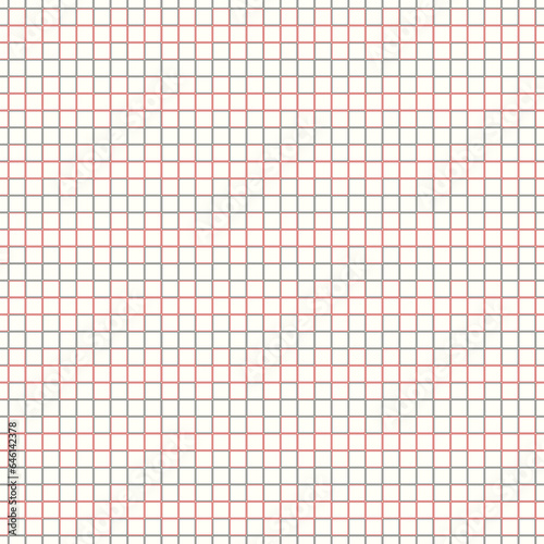Outline symmetric geometric abstract. Seamless pattern with red and black check ornament on white background. Repeated squares motif. Can be used for textile print. Grill vector illustration