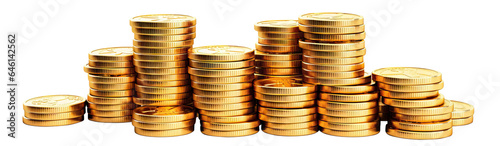 Gold coins stacks, cut out