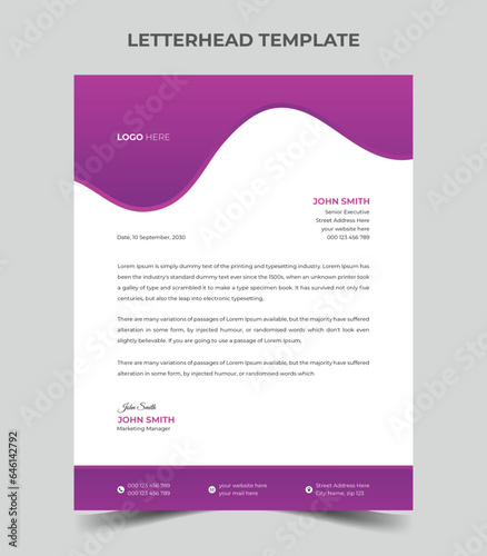 Abstract Letterhead Design. Clean and professional corporate company business letterhead template design. Business letterhead design.